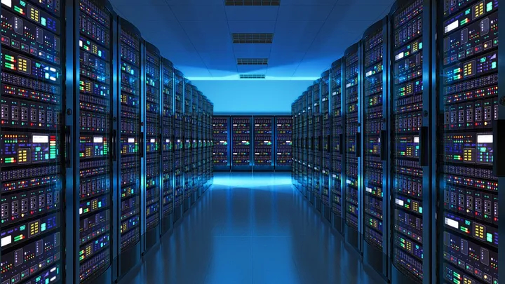 servers lined up in a data center