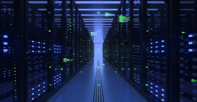servers lined up in a data center | cloud storage